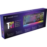 Turtle Beach Vulcan II Max - Clavier gaming PC optique et mécanique, touches rétro-éclairées RGB personnalisables et repose-poignet, Smart Keys, interrupteurs Titan II linéaires et fluides, plaque en aluminium, durabilité 200 millions de frappes - Noir Noir/transparent, Layout DE, TITAN II Optical Red