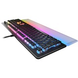 Turtle Beach Vulcan II Max - Clavier gaming PC optique et mécanique, touches rétro-éclairées RGB personnalisables et repose-poignet, Smart Keys, interrupteurs Titan II linéaires et fluides, plaque en aluminium, durabilité 200 millions de frappes - Noir Noir/transparent, Layout DE, TITAN II Optical Red