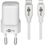 goobay Set de charge Apple Lightning / USB-C PD 30 Watts, Chargeur Blanc