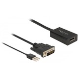 DeLOCK 63189 câble vidéo et adaptateur 0,5 m DVI DisplayPort Noir Noir, 0,5 m, DVI, DisplayPort, Mâle, Femelle, Droit