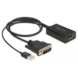 DeLOCK 63189 câble vidéo et adaptateur 0,5 m DVI DisplayPort Noir Noir, 0,5 m, DVI, DisplayPort, Mâle, Femelle, Droit