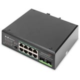 Digitus Commutateur industriel Gigabit PoE+ 8 ports avec 2 ports de liaison montante SFP, Switch Non-géré, Gigabit Ethernet (10/100/1000), Connexion Ethernet, supportant l'alimentation via ce port (PoE)