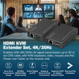 Digitus Kit d'extension KVM HDMI, Extension HDMI Noir