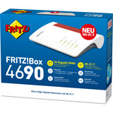 FRITZ! 4690 Routeurs sans fil Box 4690, Wi-Fi 7 (802.11be), Bi-bande (2,4 GHz / 5 GHz), Ethernet/LAN, Rouge, Blanc, Routeur
