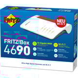 FRITZ! FRITZ!Box 4690, Routeur Box 4690, Wi-Fi 7 (802.11be), Bi-bande (2,4 GHz / 5 GHz), Ethernet/LAN, Rouge, Blanc, Routeur