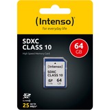 Intenso 3411490 mémoire flash 64 Go SDXC Classe 10, Carte mémoire 64 Go, SDXC, Classe 10, 25 Mo/s, Résistant aux chocs, Résistant à une température, Résistant aux rayons X, Noir