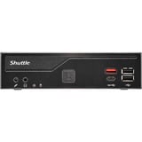 Shuttle Slim PC DH810 , S1851, 1x HDMI (2.1), 1x DP, 1x USB-C (DP), 1x 2.5", 2x M.2, 2x LAN (Intel 1G + 2.5G), 2x COM, fonctionnement permanent 24/7, attaches VESA, Barebone Noir, S1851, 1x HDMI (2.1), 1x DP, 1x USB-C (DP), 1x 2.5", 2x M.2, 2x LAN (Intel 1G + 2.5G), 2x COM, fonctionnement permanent 24/7, attaches VESA, 1,35L mini PC, Mini PC type barebone, LGA 1851 (Socket V1), DDR5-SDRAM, M.2, PCI Express, SATA, 120 W