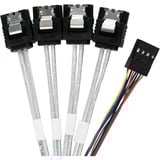 SilverStone Câble adaptateur SST-CPS05-RE, mini-SAS SFF 8643 > 4x SATA Bleu clair