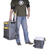 Stanley SERVANTE MODULO 2 EN 1 AVEC BOITE ORGANISEUR, Valise à roulettes Noir, Valise sur roulette, Noir, Jaune