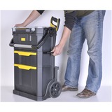 Stanley SERVANTE MODULO 2 EN 1 AVEC BOITE ORGANISEUR, Valise à roulettes Noir, Valise sur roulette, Noir, Jaune