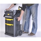 Stanley SERVANTE MODULO 2 EN 1 AVEC BOITE ORGANISEUR, Valise à roulettes Noir, Valise sur roulette, Noir, Jaune