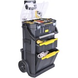 Stanley SERVANTE MODULO 2 EN 1 AVEC BOITE ORGANISEUR, Valise à roulettes Noir, Valise sur roulette, Noir, Jaune