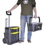 Stanley SERVANTE MODULO 2 EN 1 AVEC BOITE ORGANISEUR, Valise à roulettes Noir, Valise sur roulette, Noir, Jaune