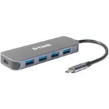 D-Link Hub USB-C vers 4 ports USB 3.0 avec alimentation DUB-2340 USB Type-C, USB 3.2 Gen 1 (3.1 Gen 1) Type-A, USB Type-C, 5000 Mbit/s, Gris, 60 W, Énergie