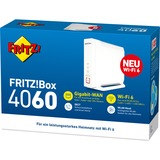 FRITZ! FRITZ!Box 4060, Routeur Box 4060, Wi-Fi 6 (802.11ax), Tri-bande (2,4 GHz / 5 GHz / 5 GHz), Ethernet/LAN, Blanc, Routeur