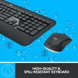 Logitech Advanced MK540 clavier Souris incluse USB QWERTY Néerlandais Noir, Blanc, set de bureau Gris foncé, Layout États-Unis, Plunger, Sans fil, USB, Clavier à membrane, QWERTY, Noir, Blanc, Souris incluse