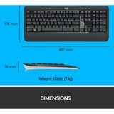 Logitech Advanced MK540 clavier Souris incluse USB QWERTY Néerlandais Noir, Blanc set de bureau sans fil Gris foncé, Layout US (QWERTY), Plunger, Sans fil, USB, Clavier à membrane, QWERTY, Noir, Blanc, Souris incluse