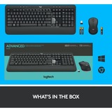 Logitech Advanced MK540 clavier Souris incluse USB QWERTY Néerlandais Noir, Blanc set de bureau sans fil Gris foncé, Layout US (QWERTY), Plunger, Sans fil, USB, Clavier à membrane, QWERTY, Noir, Blanc, Souris incluse