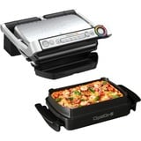 Tefal OptiGrill + GC714D Gril de contact grill à contact électrique Argent/Noir, Acier inoxydable, Rectangulaire, 600 cm², Aluminium, Thermoplastique, Prêt, Temperature
