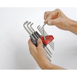 Wiha Jeu de clés Allen dans le support ProStar, Tournevis 10 pièces, Tête sphérique hexagonale avec pied court, chromé mat sous blister