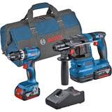 Bosch Ensemble combiné Perceuse-visseuse à percussion sans fil GSB 18V-45 + Marteau perforateur sans fil GBH 18V-22, Marteau piqueur Bleu
