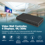 Digitus Contrôleur de mur vidéo HDMI 4K, 4 écrans, Repartiteur HDMI Noir