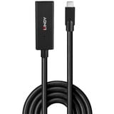 Lindy Rallonge active USB 3.2 10Gbit/s C/C 5m, Câble d'extension Noir, 5 m, USB C, USB C, USB 3.2 Gen 2 (3.1 Gen 2), 10 Gbit/s, Noir