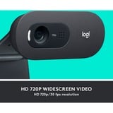 Logitech C505 HD Webcam Noir, 1280 x 720 pixels, 30 ips, 1280x720@30fps, 720p, 60°, USB