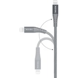 Nevox 1886 câble Lightning 2 m Gris, Argent Argent/gris, 2 m, Lightning, USB C, Mâle, Mâle, Gris, Argent