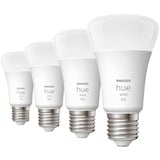 Philips Hue A60 - Ampoule connectée E27 - 800 (pack de 4), Lampe à LED Philips Hue White A60 - Ampoule connectée E27 - 800 (pack de 4), Ampoule intelligente, Blanc, Bluetooth/Zigbee, LED, E27, Blanc chaud