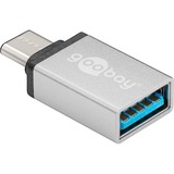 goobay 56620 changeur de genre de câble USB C USB A Argent, Adaptateur Argent, USB C, USB A, Argent