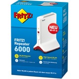 AVM FRITZ!Repeater 6000, Répéteur FRITZ!Repeater 6000, Wi-Fi 6 (802.11ax), Tri-bande (2,4 GHz / 5 GHz / 5 GHz), Ethernet/LAN, Rouge, Blanc, Routeur portable