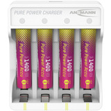 Ansmann Chargeur lithium Pure Power Set 4× accus Micro AAA et module de charge Blanc/multicolore