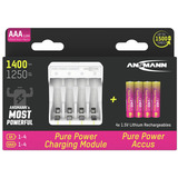 Ansmann Chargeur lithium Pure Power Set 4× accus Micro AAA et module de charge Blanc/multicolore