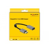 DeLOCK DisplayPort 1.4 actif > HDMI , Adaptateur Gris/Noir, 0,2 mètres