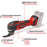 EINHELL TE-MG 18/1 Li - Solo, 4465195, Outil de multi fonction Rouge/Noir