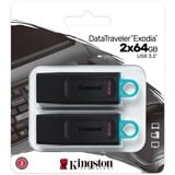 Kingston DTX/64GB-2P, Clé USB Noir/Turquoise