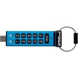 Kingston IronKey Keypad 200C USB-C de 256 Go, FIPS 140-3 niveau 3 AES-256, Clé USB FIPS 140-3 niveau 3 AES-256, 256 Go, USB Type-C, 3.2 Gen 1 (3.1 Gen 1), 280 Mo/s, Gaine, Bleu