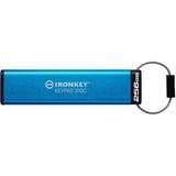 Kingston IronKey Keypad 200C USB-C de 256 Go, FIPS 140-3 niveau 3 (en attente) AES-256, Clé USB FIPS 140-3 niveau 3 (en attente) AES-256, 256 Go, USB Type-C, 3.2 Gen 1 (3.1 Gen 1), 280 Mo/s, Housse, Bleu