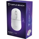Turtle Beach Burst II Air - Souris gaming sans fil 2,4 GHz : ultralégère avec 47 g, touches optiques, symétrique, capteur optique 26 000 PPP, Bluetooth, autonomie 120 heures, câble USB-C Blanc Blanc, 4 GHz : ultralégère avec 47 g, touches optiques, symétrique, capteur optique 26 000 PPP, Bluetooth, autonomie 120 heures, câble USB-C Blanc, Droitier, Optique, RF sans fil + Bluetooth, 26000 DPI, Blanc