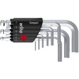 Wiha Jeu de clés Allen dans un support compact, Tournevis 10 pièces, tête hexagonale, courte, chromé mat