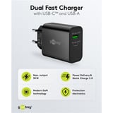 goobay Chargeur rapide double USB-C PD GaN 30 W Noir