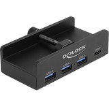 DeLOCK Hub USB externe 5 Gbps 4 ports 3 x USB Type-A et 1 x USB Type-C™ avec vis de fixation Noir