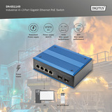 Digitus Commutateur Gigabit Ethernet PoE industriel 4+2 ports, Switch 