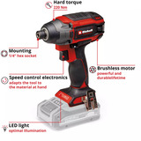 EINHELL Clé à chocs sans fil professionnelle TP-CI 18/220 Li BL - Solo, 18 Volts, Visseuse à choc Noir/Rouge