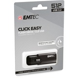 Emtec B110 Click Easy 3.2 lecteur USB flash 512 Go USB Type-A 3.2 Gen 2 (3.1 Gen 2) Noir, Clé USB Noir, 512 Go, USB Type-A, 3.2 Gen 2 (3.1 Gen 2), 20 Mo/s, Slide, Noir