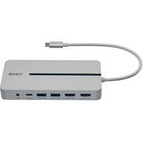 Lindy DST-Mx Duo, Mini Docking Station USB-C pour Laptop/MacBook avec prise en charge 4K sur deux écrans et charge 100W, Station d'accueil Mini Docking Station USB-C pour Laptop/MacBook avec prise en charge 4K sur deux écrans et charge 100W, Avec fil, USB 3.2 Gen 1 (3.1 Gen 1) Type-C, 3,5 mm, Argent, Blanc, -20 - 40 °C, -40 - 80 °C