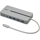 Lindy DST-Mx Duo, Mini Docking Station USB-C pour Laptop/MacBook avec prise en charge 4K sur deux écrans et charge 100W, Station d'accueil Mini Docking Station USB-C pour Laptop/MacBook avec prise en charge 4K sur deux écrans et charge 100W, Avec fil, USB 3.2 Gen 1 (3.1 Gen 1) Type-C, 3,5 mm, Argent, Blanc, -20 - 40 °C, -40 - 80 °C