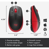 Logitech M190 Full-Size Wireless Mouse, Souris Noir/Rouge, Ambidextre, Optique, RF sans fil, 1000 DPI, Rouge