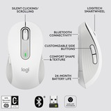 Logitech Signature M650 souris Droitier RF sans fil + Bluetooth Optique 2000 DPI Blanc, Droitier, Optique, RF sans fil + Bluetooth, 2000 DPI, Blanc
